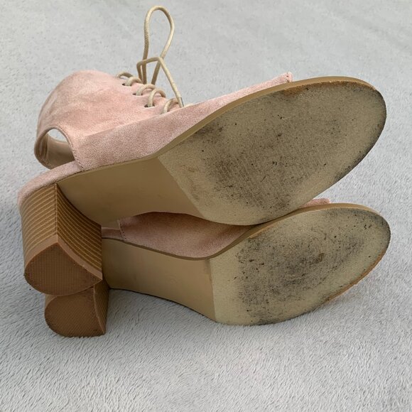 Journee Collection Posey Peeptoe Open Heel Faux Suede Lace-Up Booties Sz8 - Picture 14 of 16